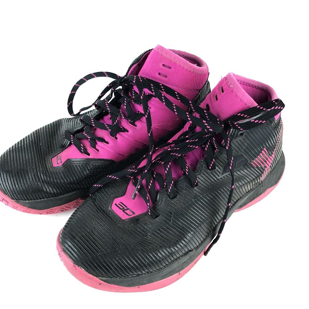 Under Armour Curry 2.5 Basketball Shoes Black/Pink Girls 1274062-007 5.5Y SH2